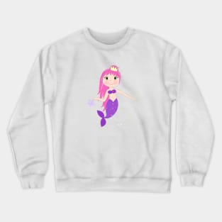 Cute mermaid girl with pink hair Crewneck Sweatshirt